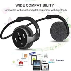 Wireless Headphones with FM Function, Bluetooth 5.0 Headphones Sport Sweatproof Hands Free Calling Support TF Card, Stereo Headsets Comfortable Lightweight with Mic, Compatible with iPhone, Android