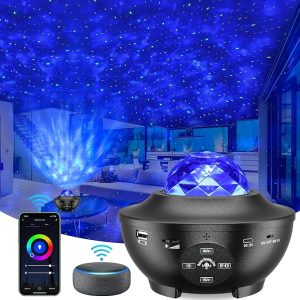 Galaxy Projector with WiFi, Alexa & Google Assistant Voice Control - Star LED Night Light Projector with Remote APP Timer & Music Player for Kids & Adult Bedroom
